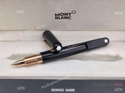M Marc Newson Mont Blanc Pen Copy Black & Rose Gold Rollerball Pen